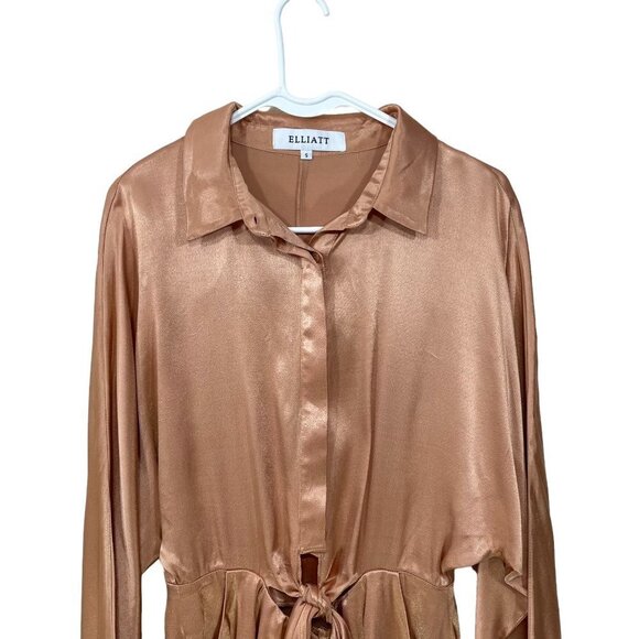 Elliatt Revolve Emely Playsuit Size S Long Sleeve Satin Pockets Romper - Picture 3 of 11